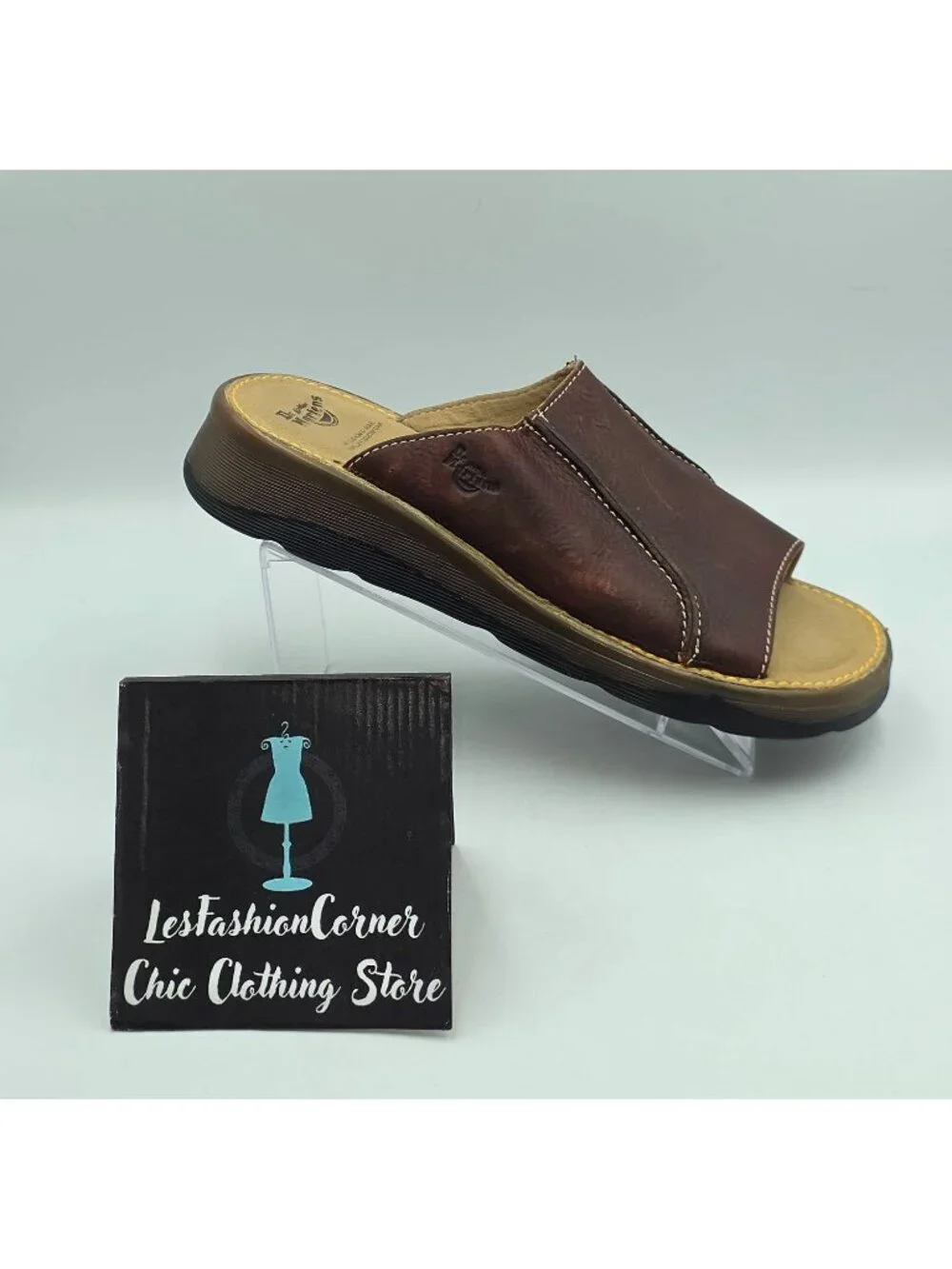VTG Dr. Martens Men's Brown Leather Air-Cushioned Slide Mules Sandals Sz 8 3830